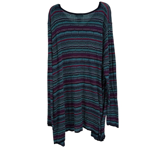 Catherines Knit Sweater Top long Sleeve Round Neck Blue Stripes Size 2X - Picture 2 of 9